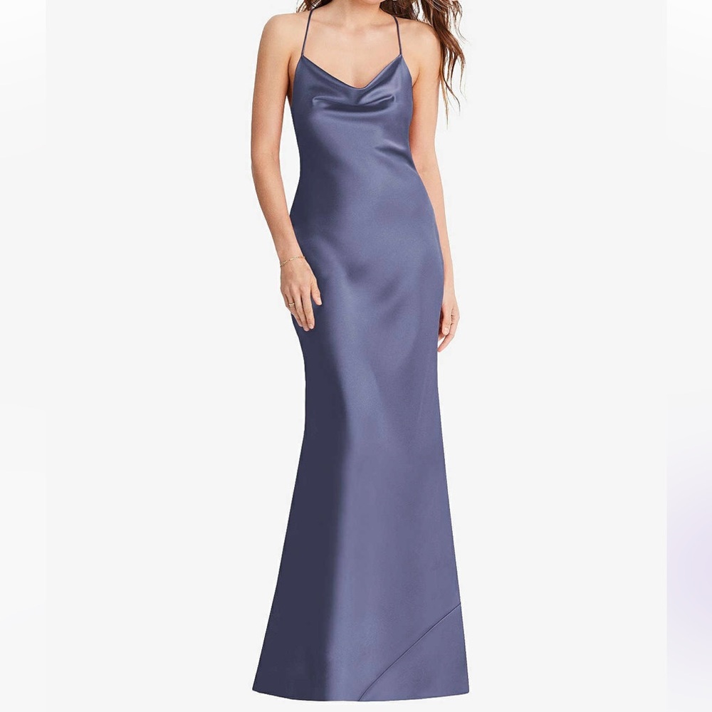 Dessy Black Cowl Neck Slip Dress - unaltered!
